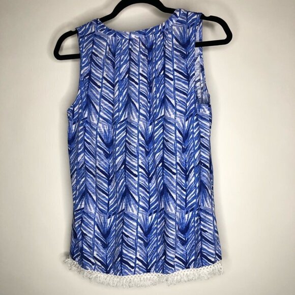 Lilly PULITZER Kipper Lapis Periwinkle Blue Fern Beachy Boho Chic Fringe Tank - Picture 4 of 13
